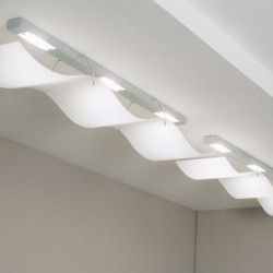 Installation d'un large choix d'éclairages élégants et de qualité Lampe plafonnier abat-jour en forme d'ondulations